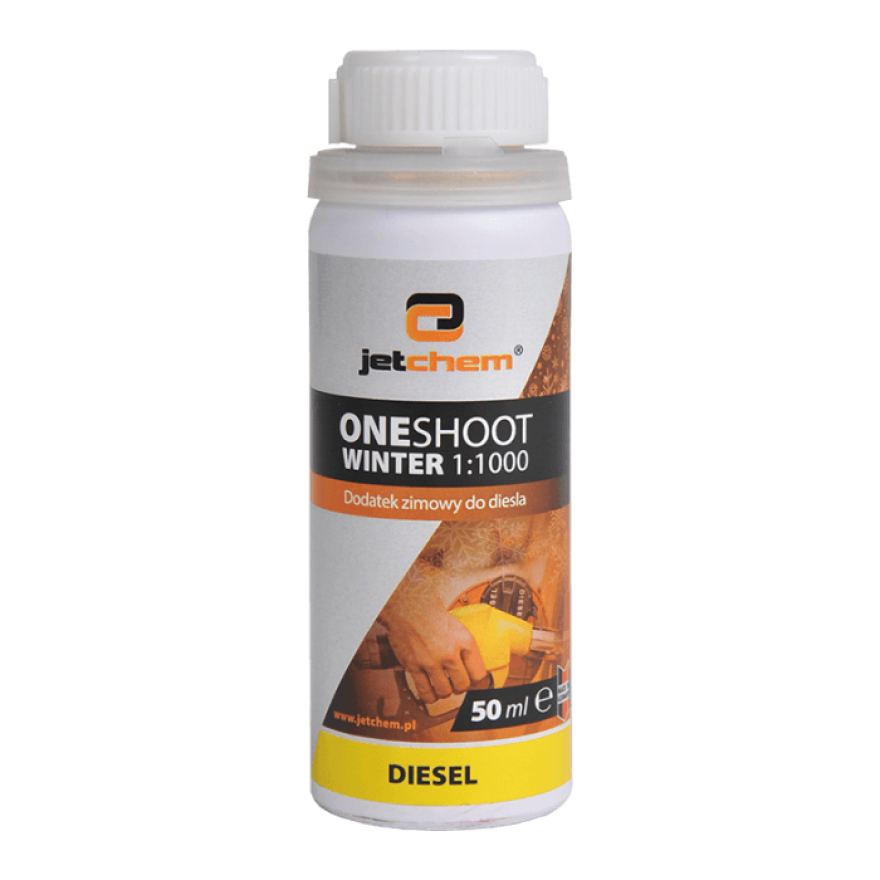 Dodatek do diesla na zimę JETCHEM OneShoot Winter to bardzo silny diesel antyżel w dawce 50 ml na jedno tankowanie.